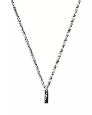 Gucci Enamel Gourmette Dog Tag Pendant Necklace Sterling 925 Silver 678714 NEW